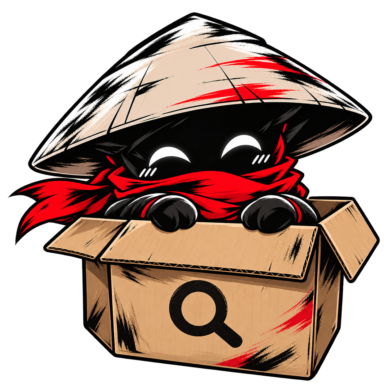 Otavue mascot searching through a box